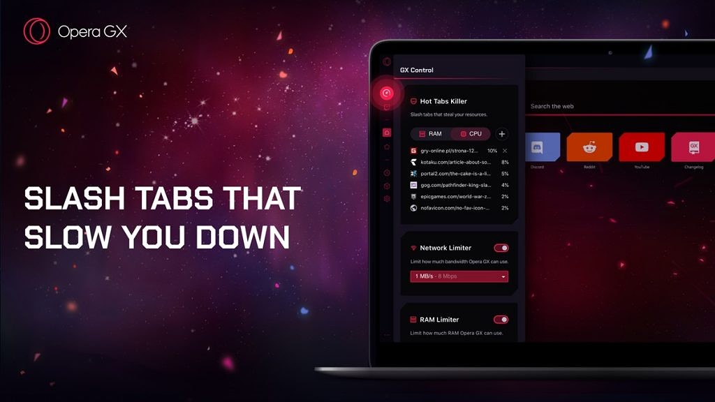  opera gx broswer cpu ram limited tab killer 