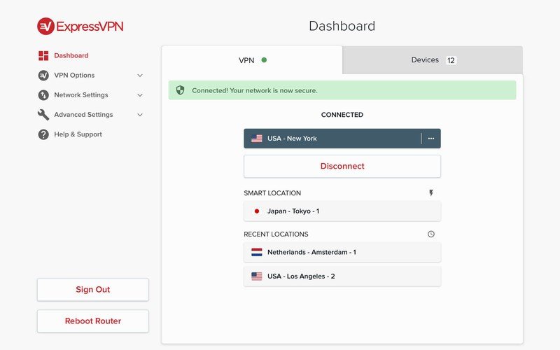  داشبورد Expressvpn 
